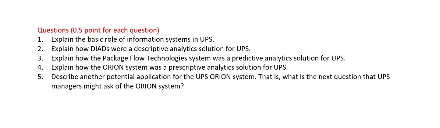 Answer question 2 and 3 United Parcel Service