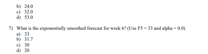 Given the following weekly demand figures below,