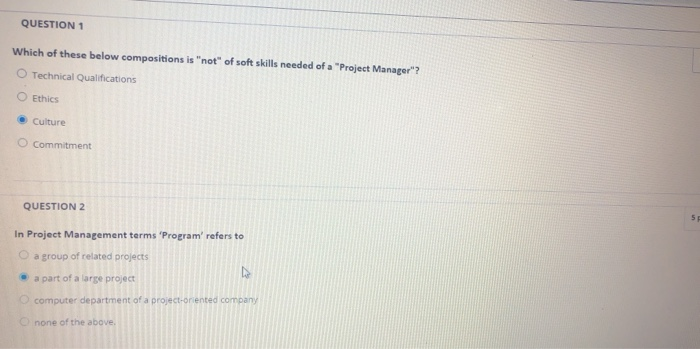 QUESTION 1 Which of these below compositions is