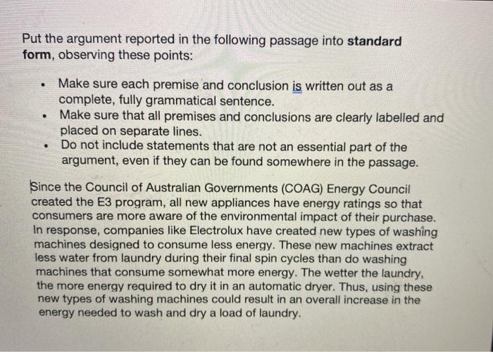 Question Argumentatie Put the reported in the