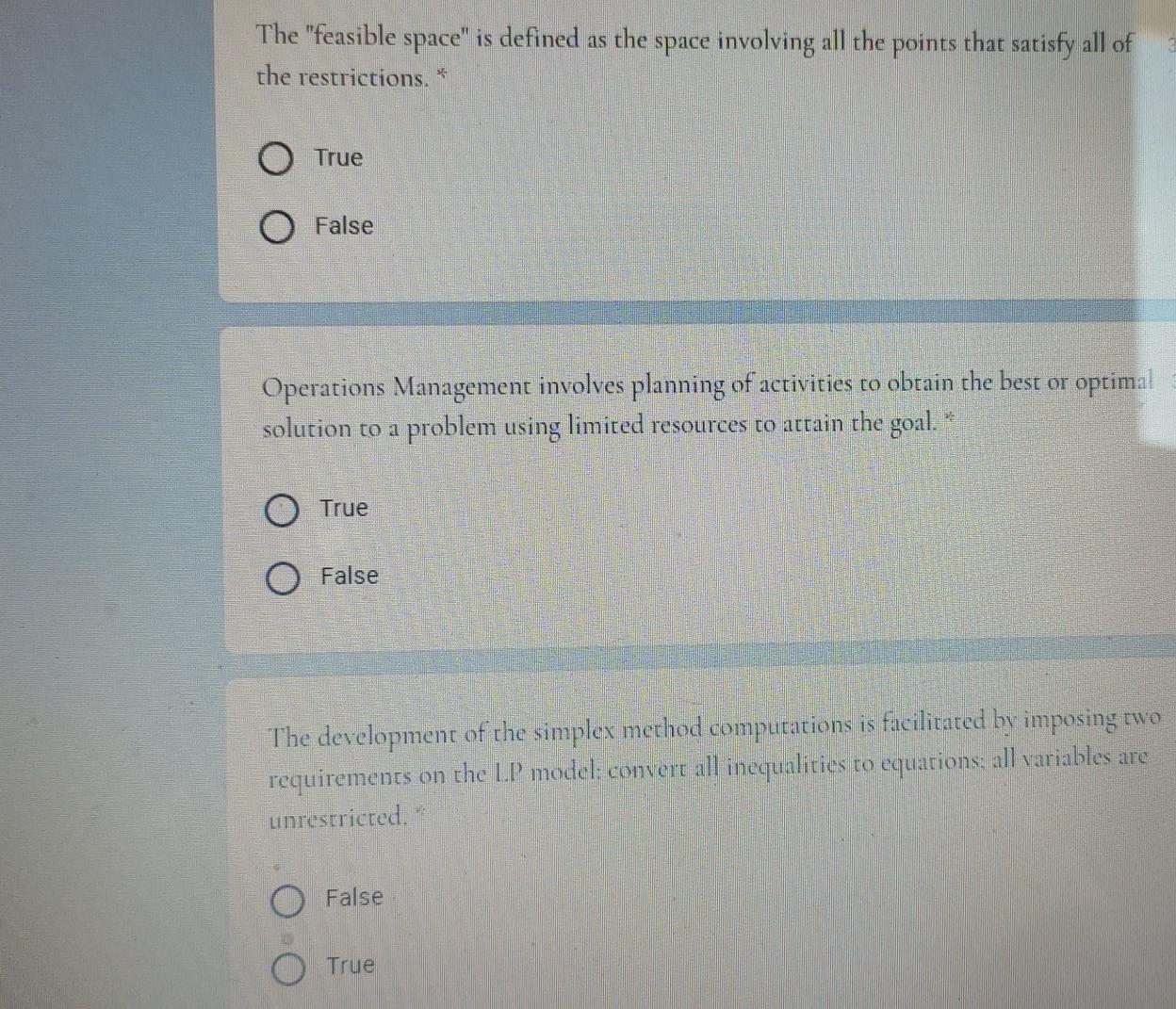 The "feasible space" is defined as the space