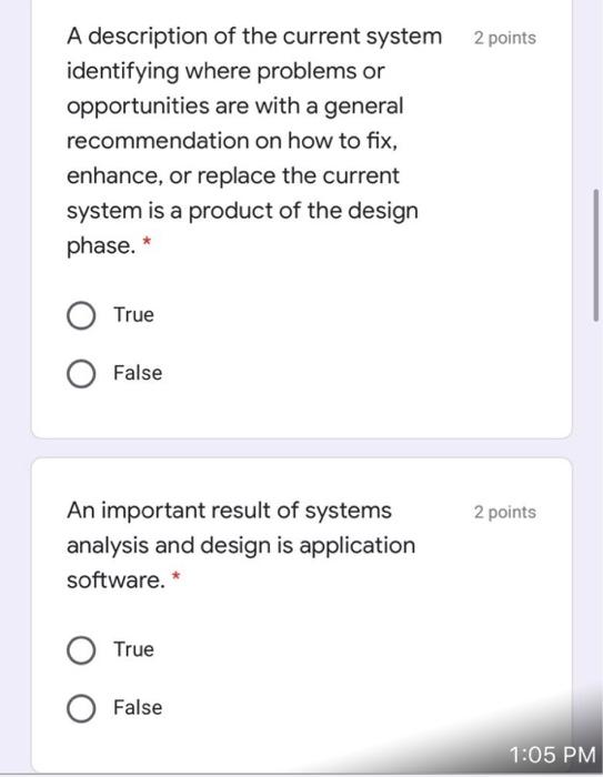 2 points A description of the current system
