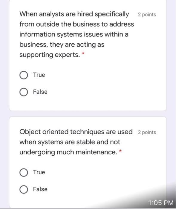 2 points A description of the current system