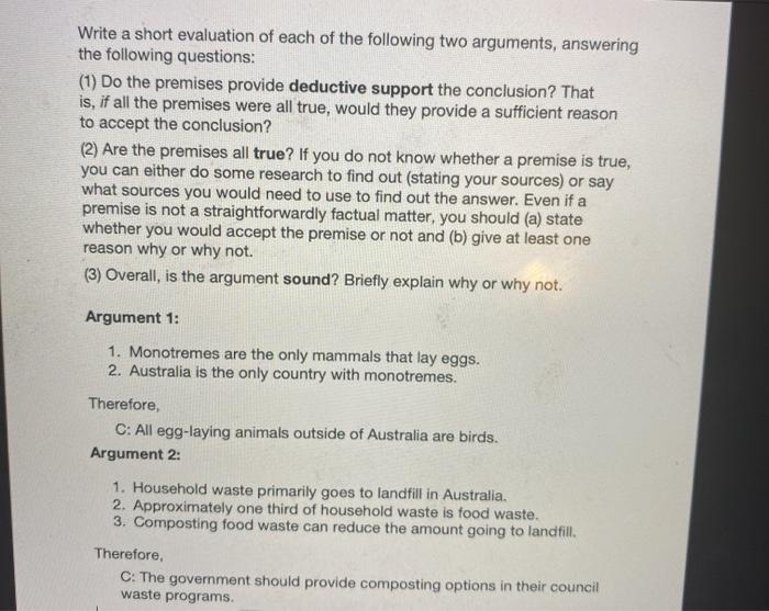 Write a short evaluation of each of the following