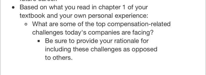 COMPENSATION MANAGEMENT Based on what you read in