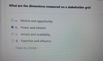 What are the dimensions measured on a stakeholder