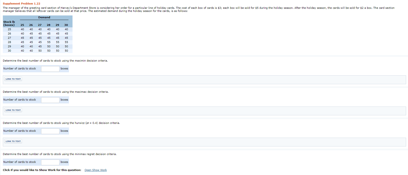 Supplement Problem 1.22 The manager of the