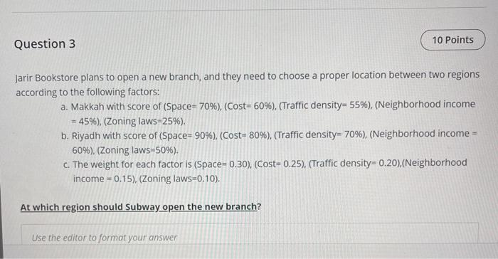 Question 3 10 Points Jarir Bookstore plans to