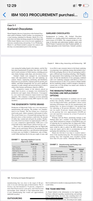 Case 5-1: Garland Chocolates How does your