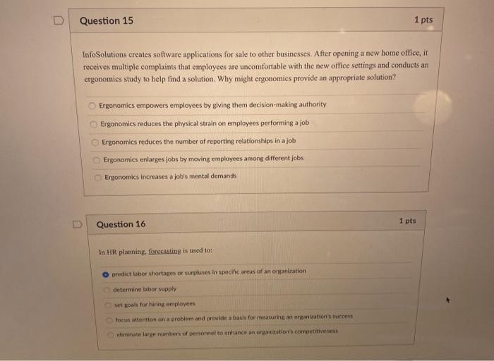 Question 15 1 pts InfoSolutions crentes software
