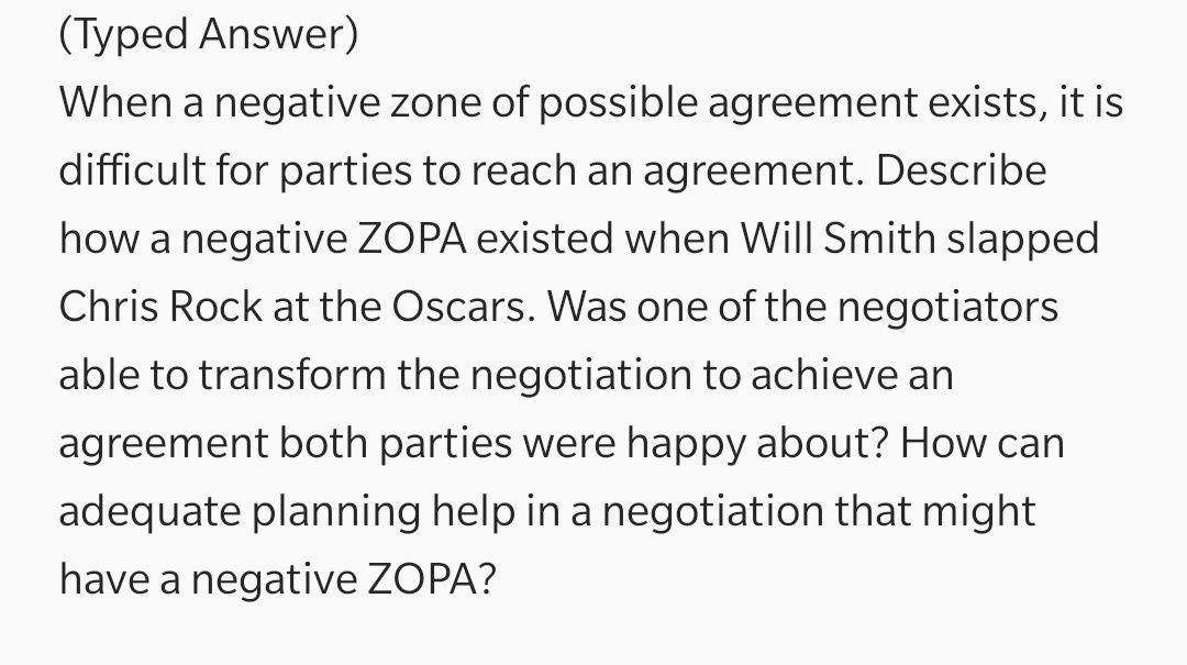 (Typed Answer) When a negative zone of possible