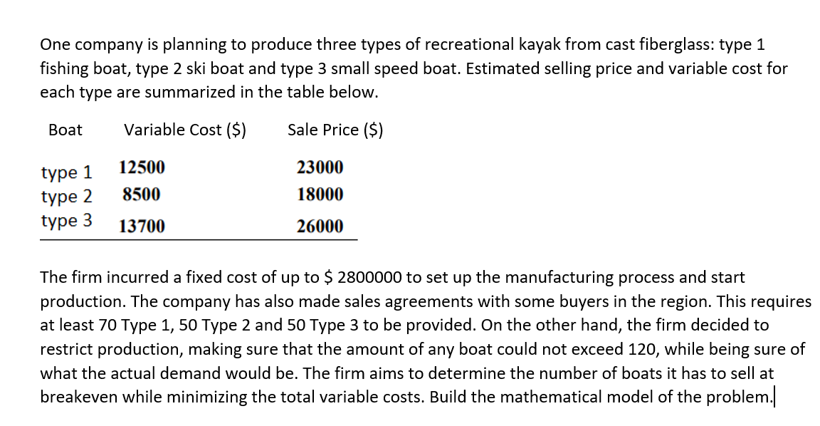 One company is planning to produce three types of