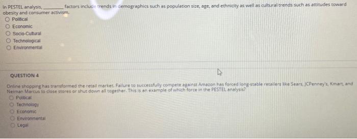 In PESTEL analysis, factors include trends in