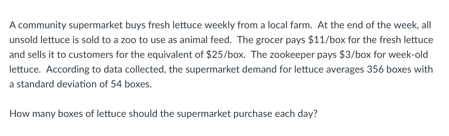 A community supermarket buys fresh lettuce weekly