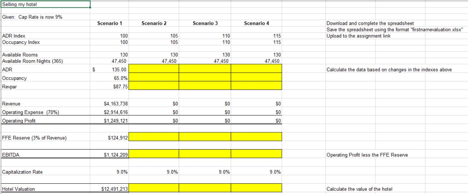 Complete this assignment by filling in the yellow