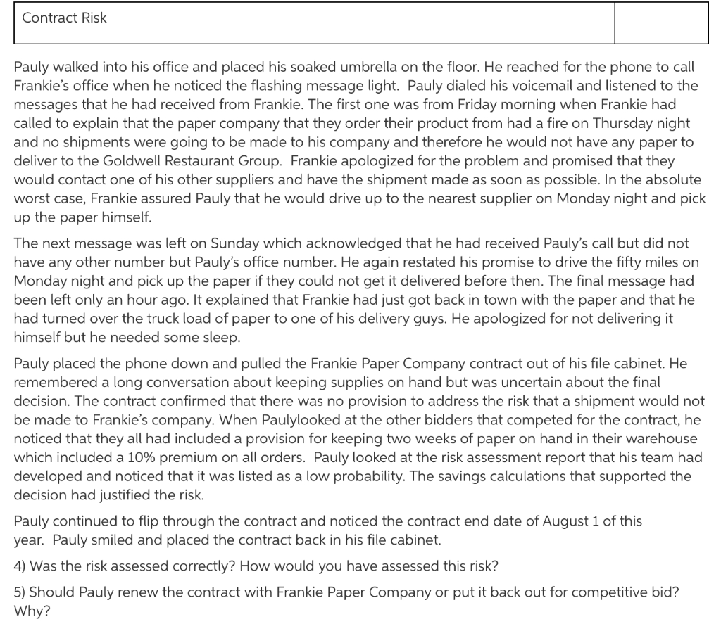 Questions on Procurement Management: Contract