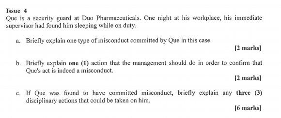 Issue 4 Que is a security guard at Duo