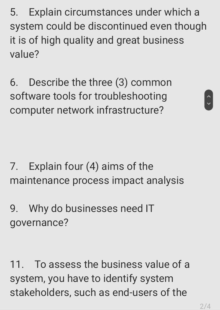 1. Discuss four (4) possible solutions to the