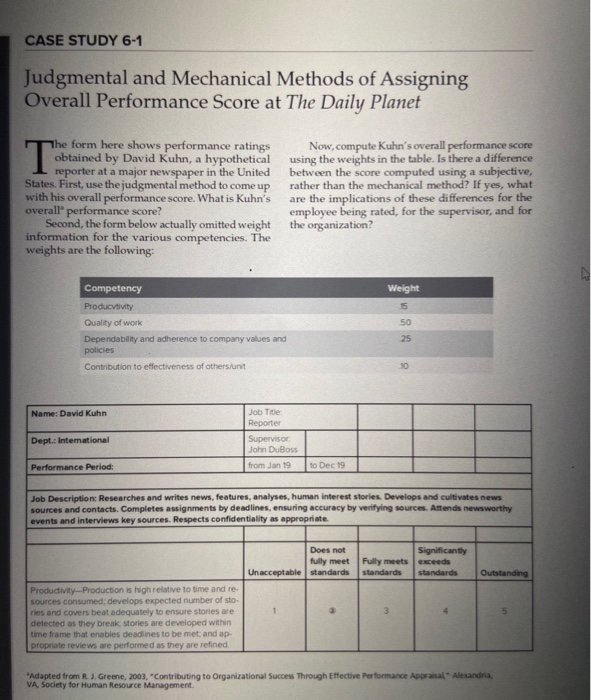 CASE STUDY 6-1 Judgmental and Mechanical Methods