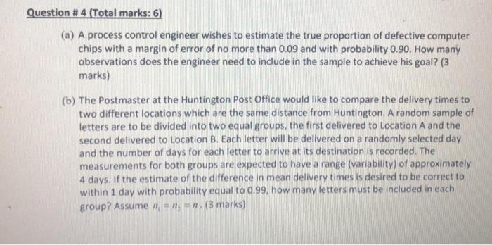 solve ASAP Question #4 (Total marks: 6) (a) A