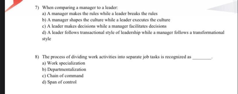 Choose the correct answer 7) When comparing a