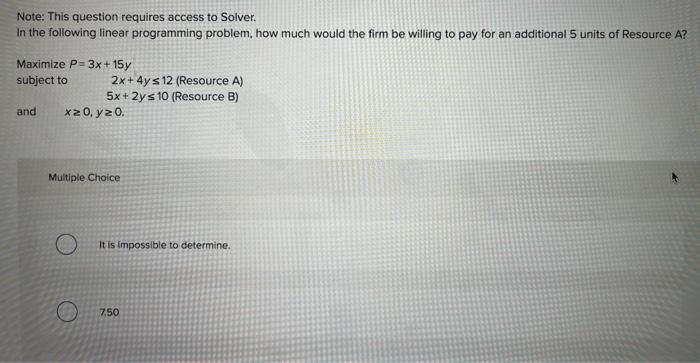 Note: This question requires access to Solver. In