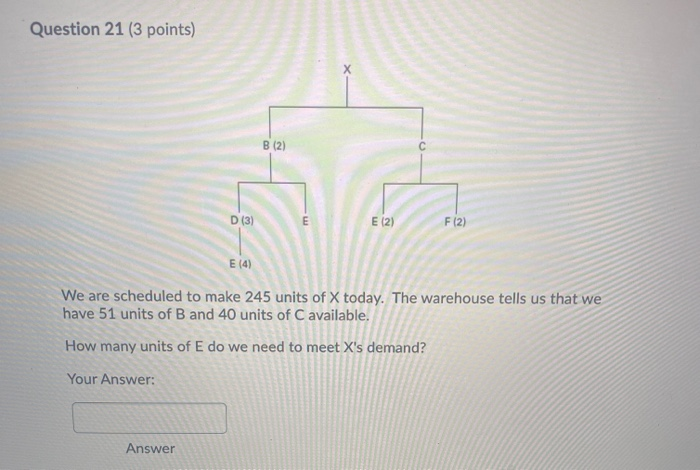 Question 21 (3 points) B (2) D (3) E E (2) F (2)