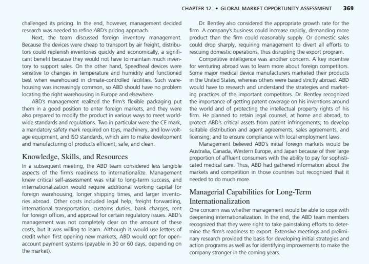 CLOSING CASE Advanced Biomedical Devices: