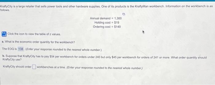 calculate the answer for B. follows: KraftyCity