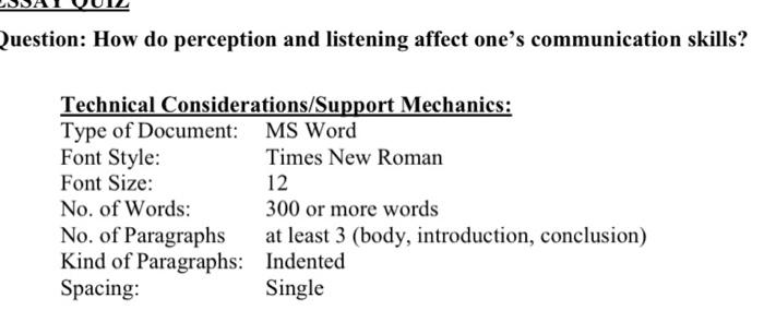 Question: How do perception and listening affect