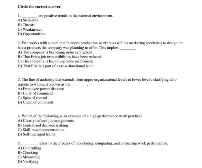 Circle the correct answer. 1. are positive trends