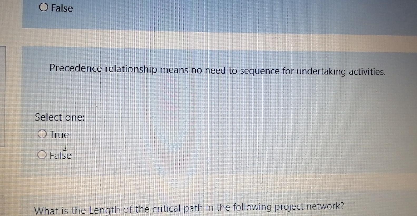 O False Precedence relationship means no need to