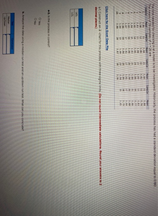 The time needed for checking in at a motel is to