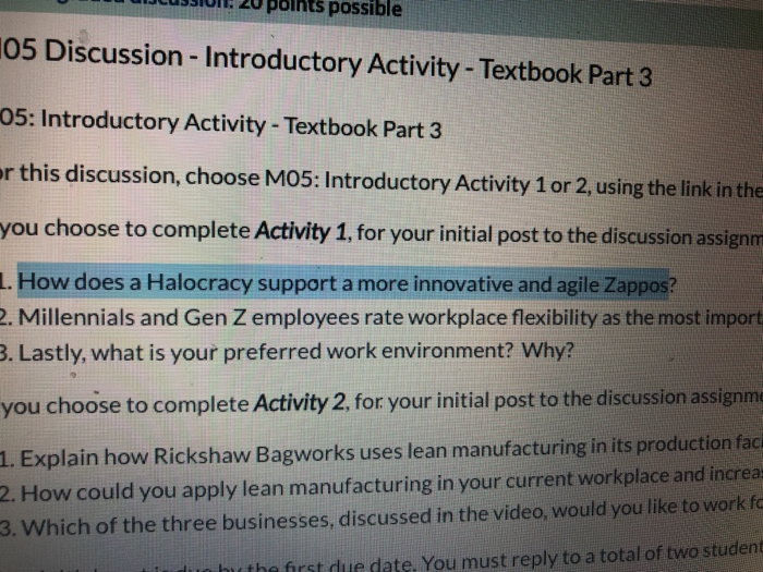 JCUSSION: 20 points possible 105 Discussion -