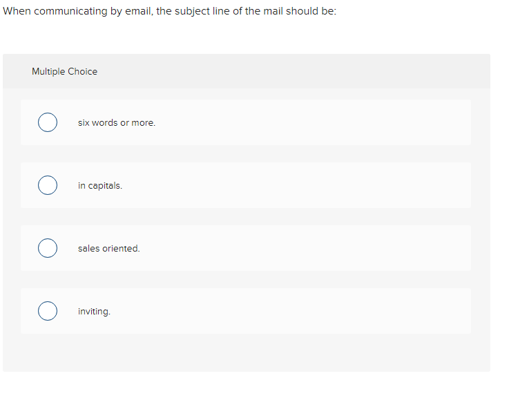answer for this? When communicating by email, the