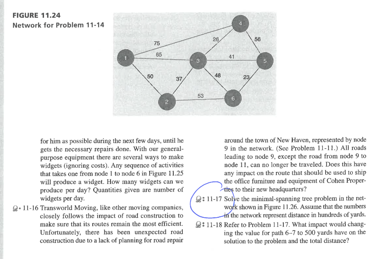 FIGURE 11.24 Network for Problem 11-14 26 56 75