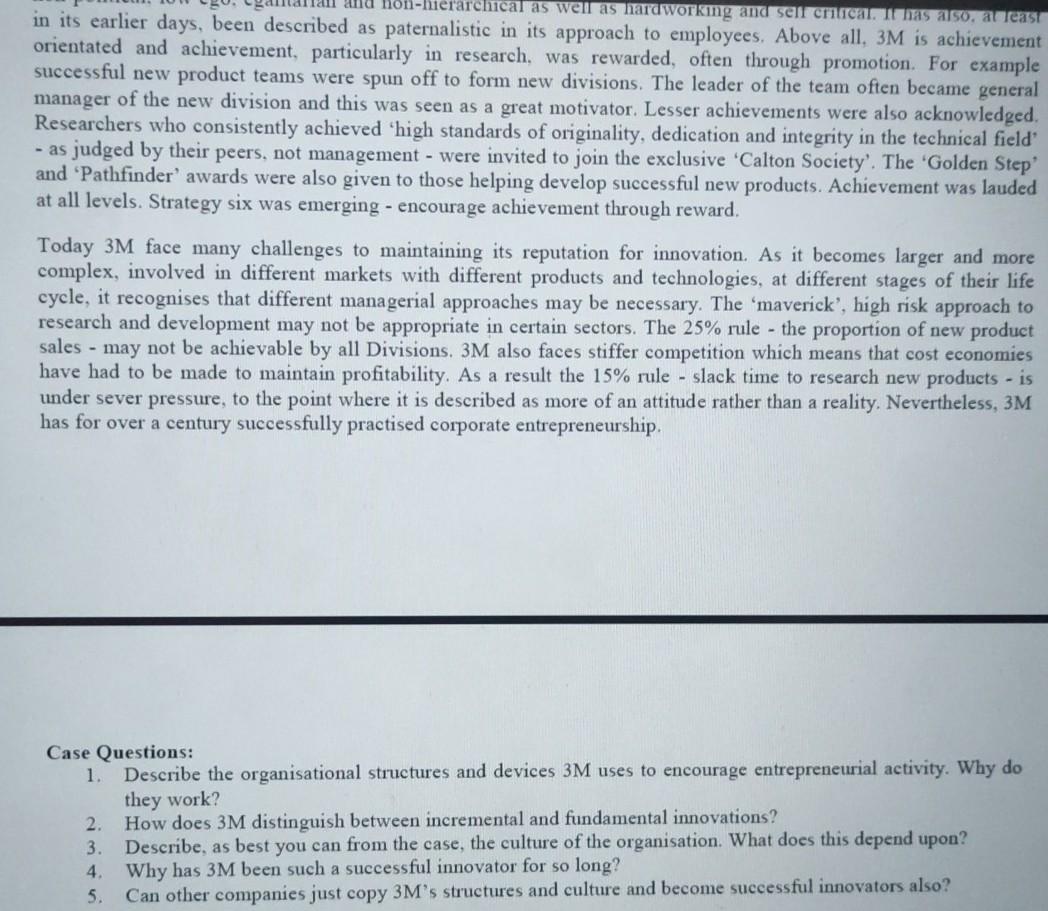 Asap Q. No. 2 Case Studies in Entrepreneurship 3M