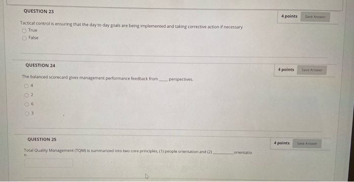 how to answer these QUESTION 23 4 points Save