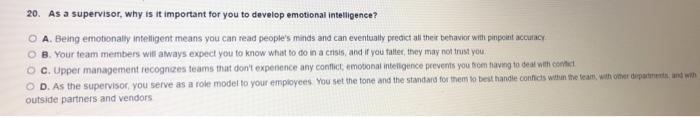 20. As a supervisor, why is it important for you