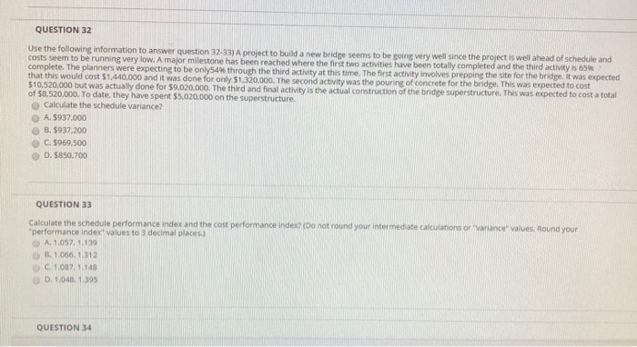 QUESTION 32 Use the following information to