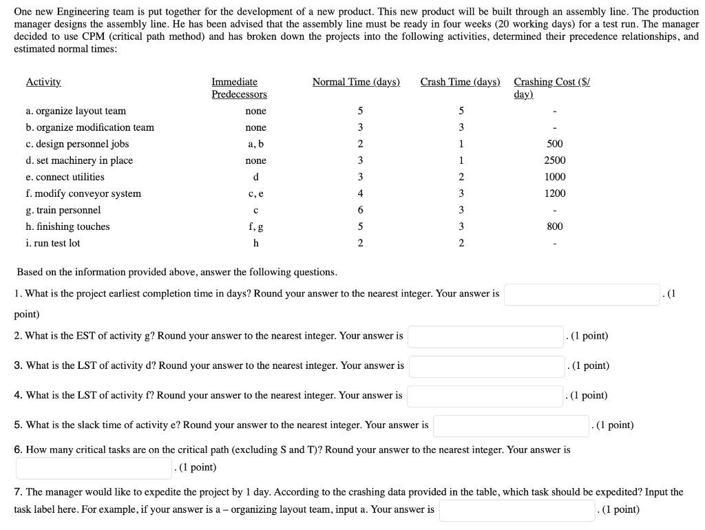 One new Engineering team is put together for the