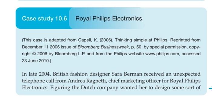 Case study 10.6 Royal Philips Electronics (This