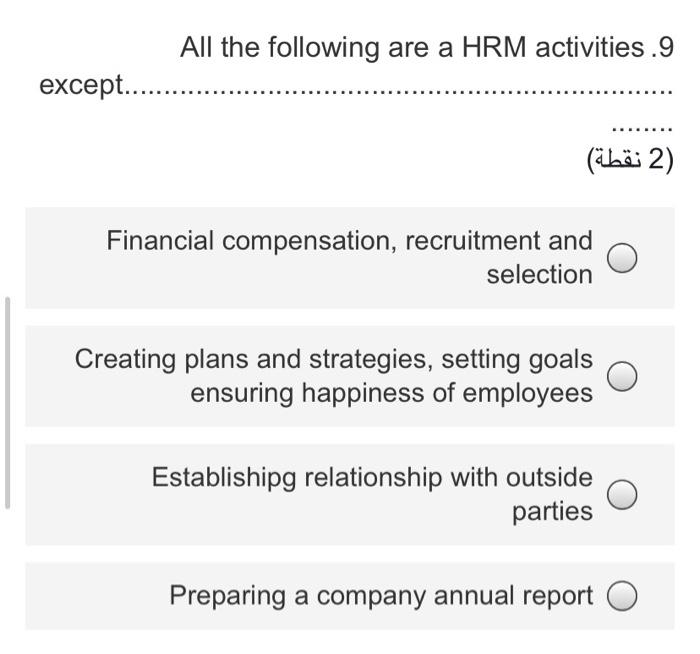 All the following are a HRM activities.9