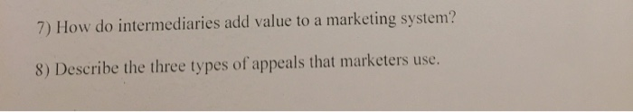 plesse answer 7) How do intermediaries add value