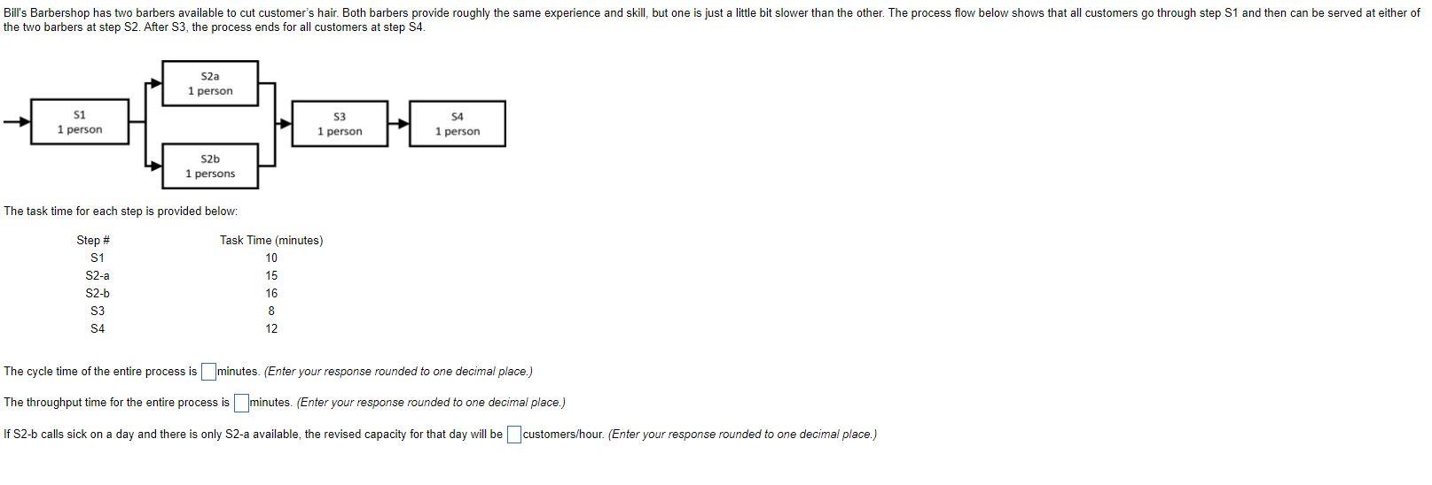 The task time for each step is provided below: