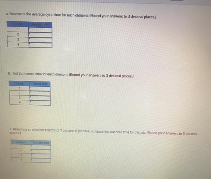 Problem 7-3 (Algo) A time study was conducted on