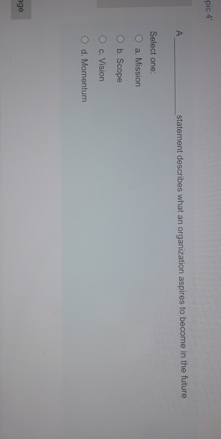 pic 4 statement describes what an organization