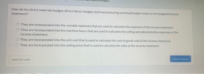 ws How do the direct materials budget direct