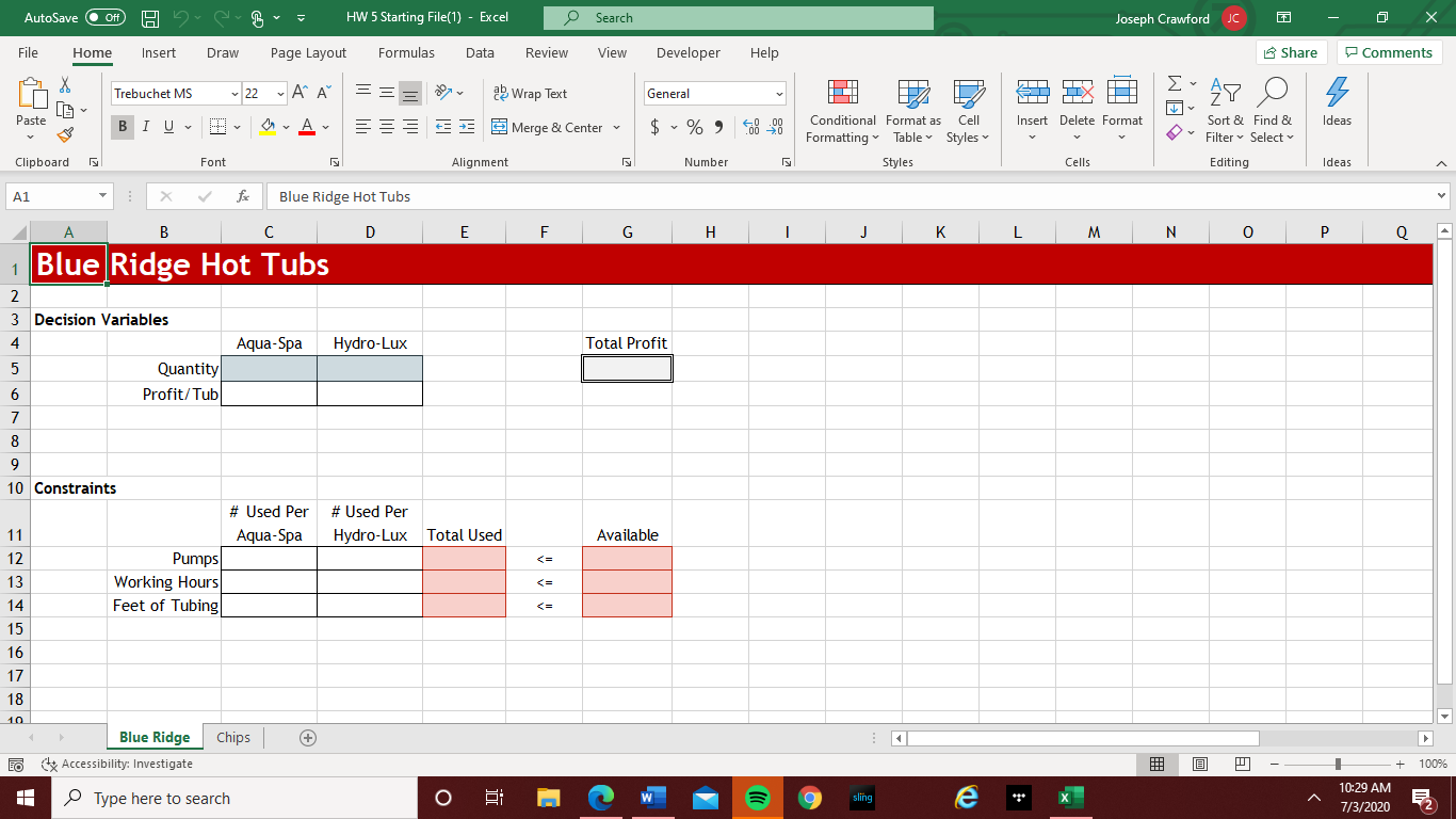 PROBLEM 1 (50 pts): Sheet: Blue Ridge Problem