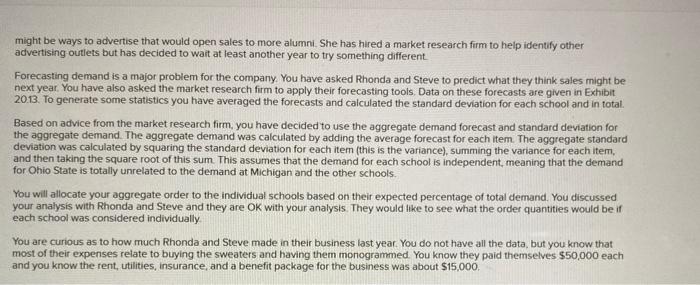 Analytics Exercise 20-1 (Algo) BigtoSweaters.com